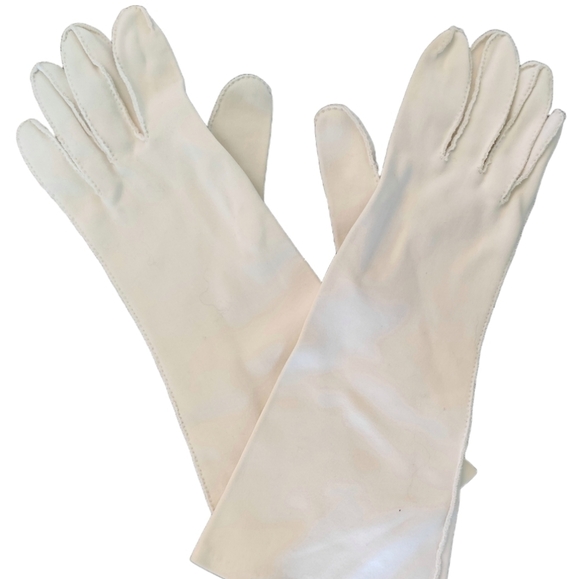 GLOVES Vintage Long Cream Off-White Retro Formal Fancy Costume Cosplay Large - Picture 2 of 11
